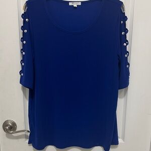 89th & Madison Cobalt Blue Blouse with Sleeve Details
